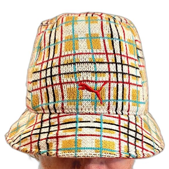 Vintage Snoop Dog Puma Reversible Plaid Red Y2K Bucket Cap Hat Adult Size Large - Picture 1 of 6